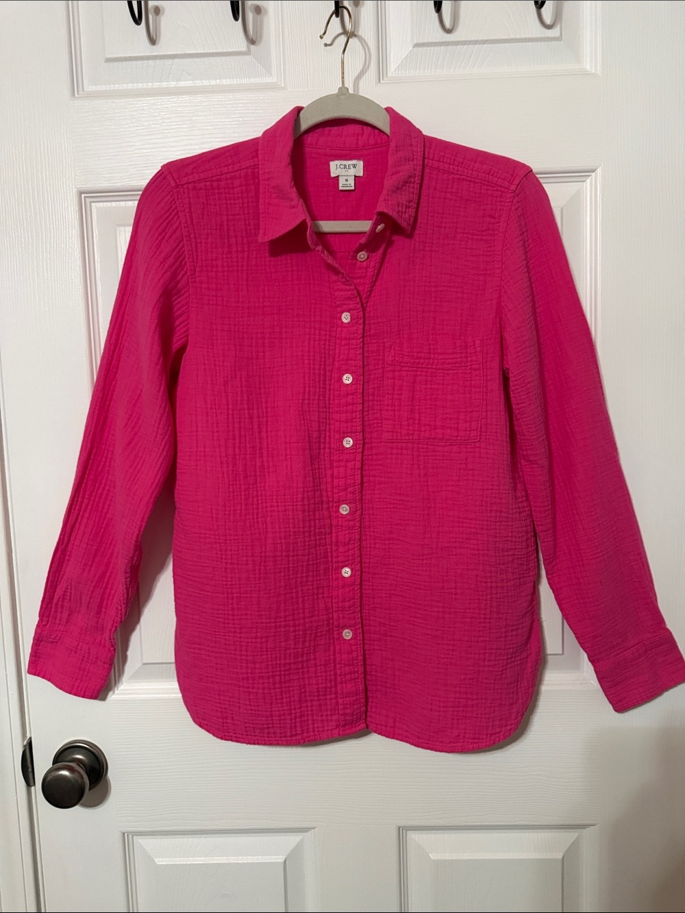 J. Crew Hot Pink Button-Down Textured Shirt